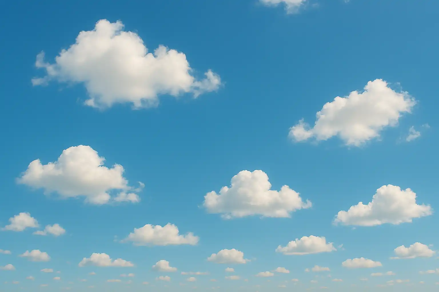 파란 하늘에 뭉게구름이 떠 있는 쾌청한 가을 하늘 사진