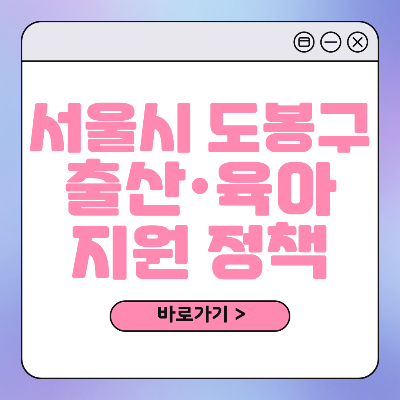 서울시 도봉구 출산 육아 혜택