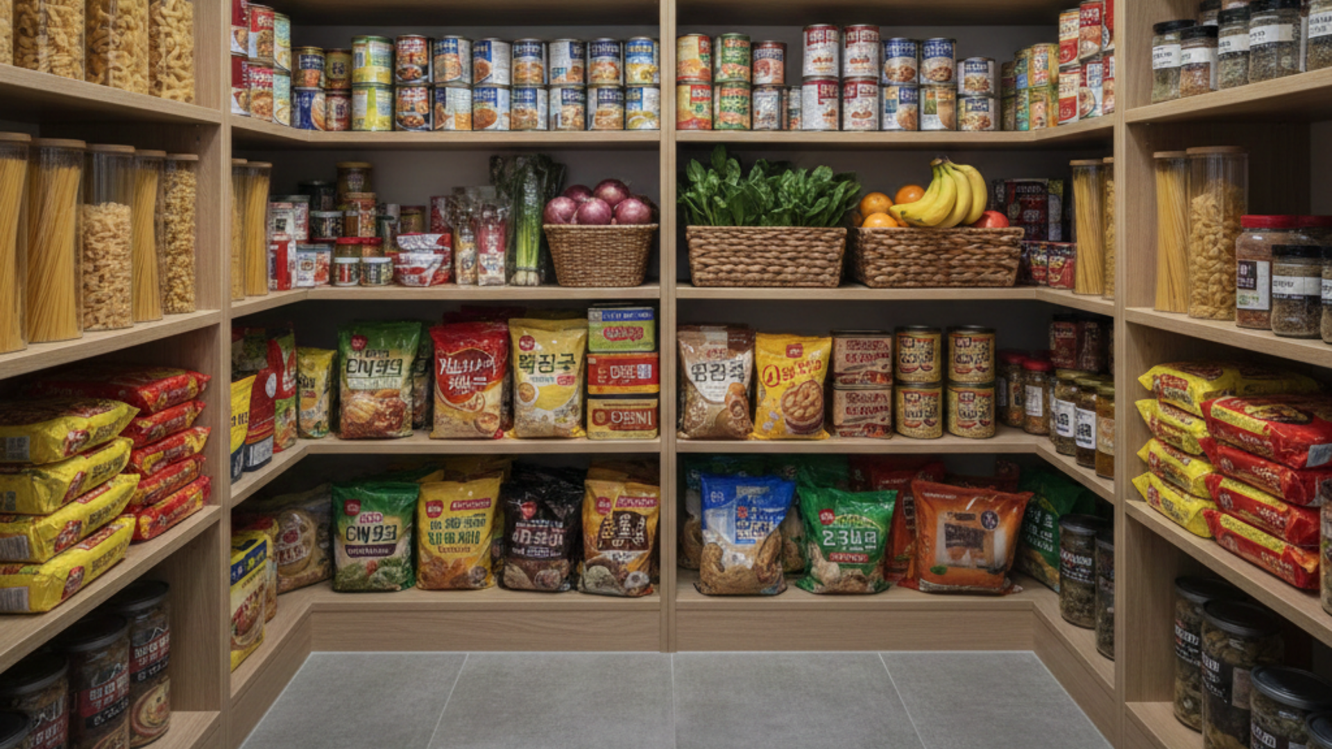 팬트리(창고) 음식 재료들