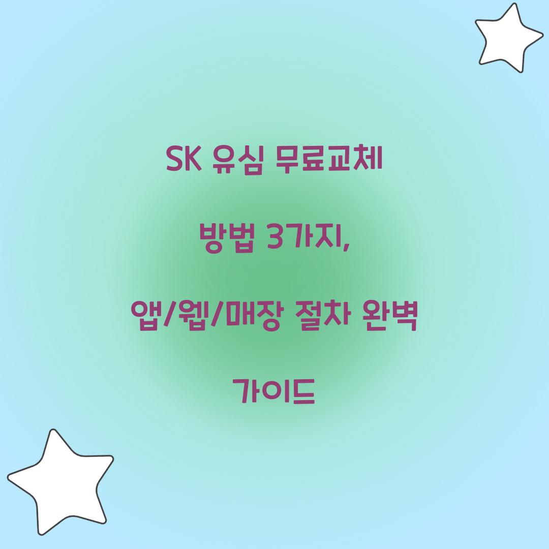 SK 유심 무료교체 방법 3가지: 앱/웹/매장 절차 비교