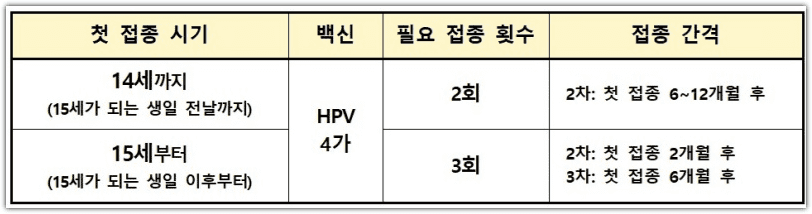 HPV(자궁경부암) 예방접종 무료 접종 나이, 신청 방법