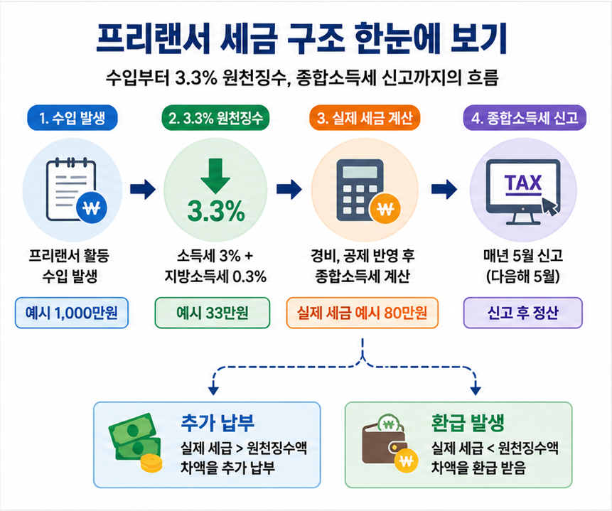 프리랜서 세금 원천징수와 종합소득세 구조