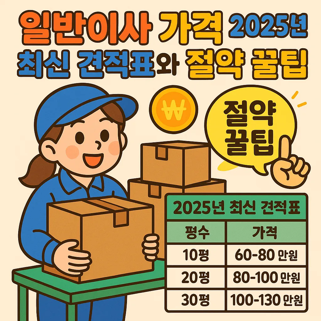 일반이사 가격 2025년 최신 견적표와 절약 꿀팁 대공개