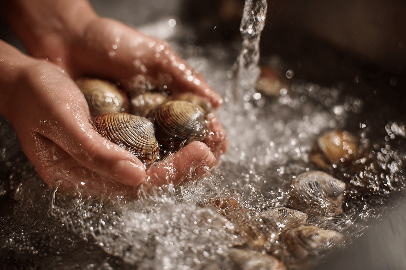 조개를-헹구고-있는-이미지