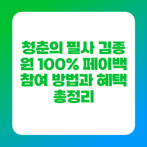 청춘의 필사 김종원 100% 페이백 참여 방법과 혜택 총정리