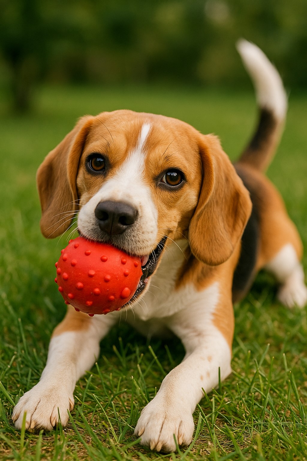 비글이 공을 가지고 노는 모습
