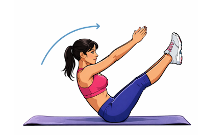 V업 크런치 수축 동작