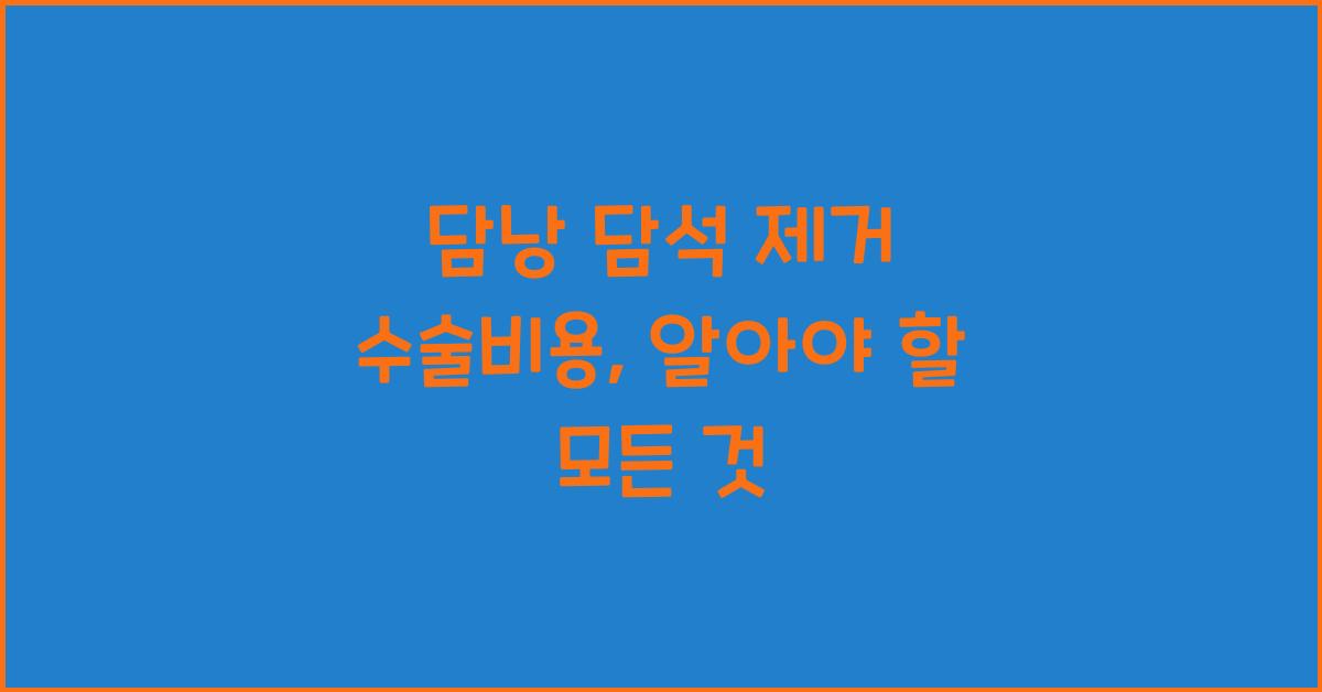 담낭 담석 제거 수술비용