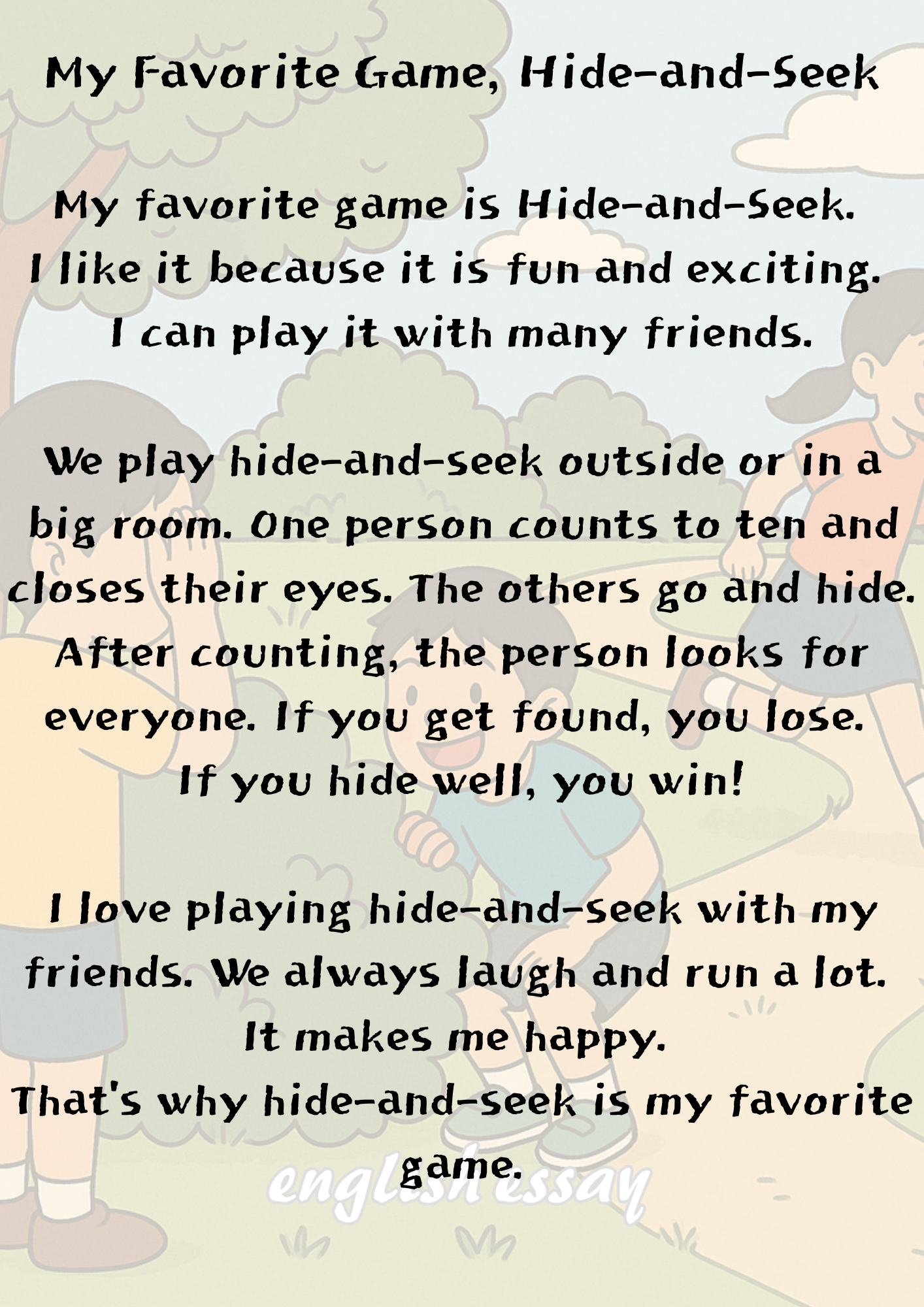 My Favorite Game, Hide-and-Seek / 내가 가장 좋아하는 게임, 숨바꼭질