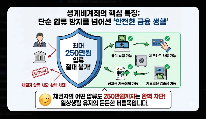 일반통장 vs 압류방지통장 차이 보호 금액 및 개설 조건 비교표 (2026년)