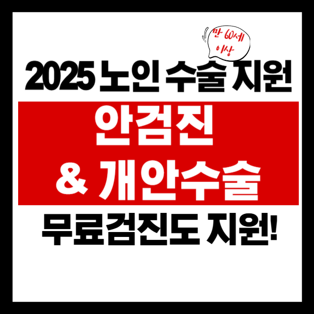 60세 넘으면 ‘이것’도 공짜? 안과 검진부터 수술까지 전액 지원 (신청 방법 포함)