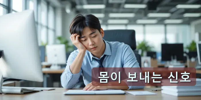 책상에서 피곤한 직장인