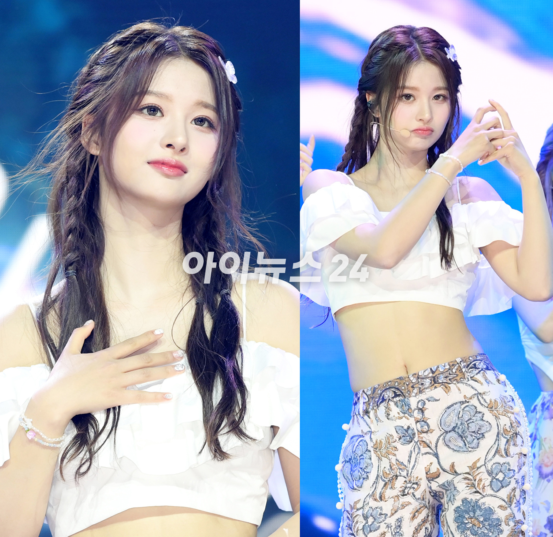 그룹 엔믹스 설윤이 11일 오후 서울 용산구 한남동 블루스퀘어에서 열린 엔믹스(NMIXX) 세 번째 싱글 앨범 '어 미드서머 엔믹스 드림'(A Midsummer NMIXX's Dream) 발매 기념 쇼케이스에서 타이틀곡 '파티 어클락' 무대를 선보이고 있다. [사진=정소희 기자]