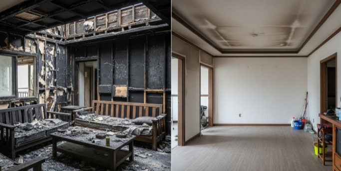 서산 화재 청소 전후