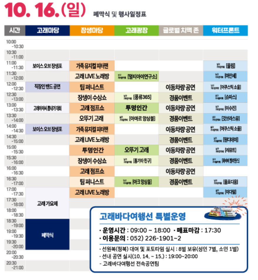 울산 고래축제 2022 셔틀버스 주차장 행사장 배치도 행사일정
