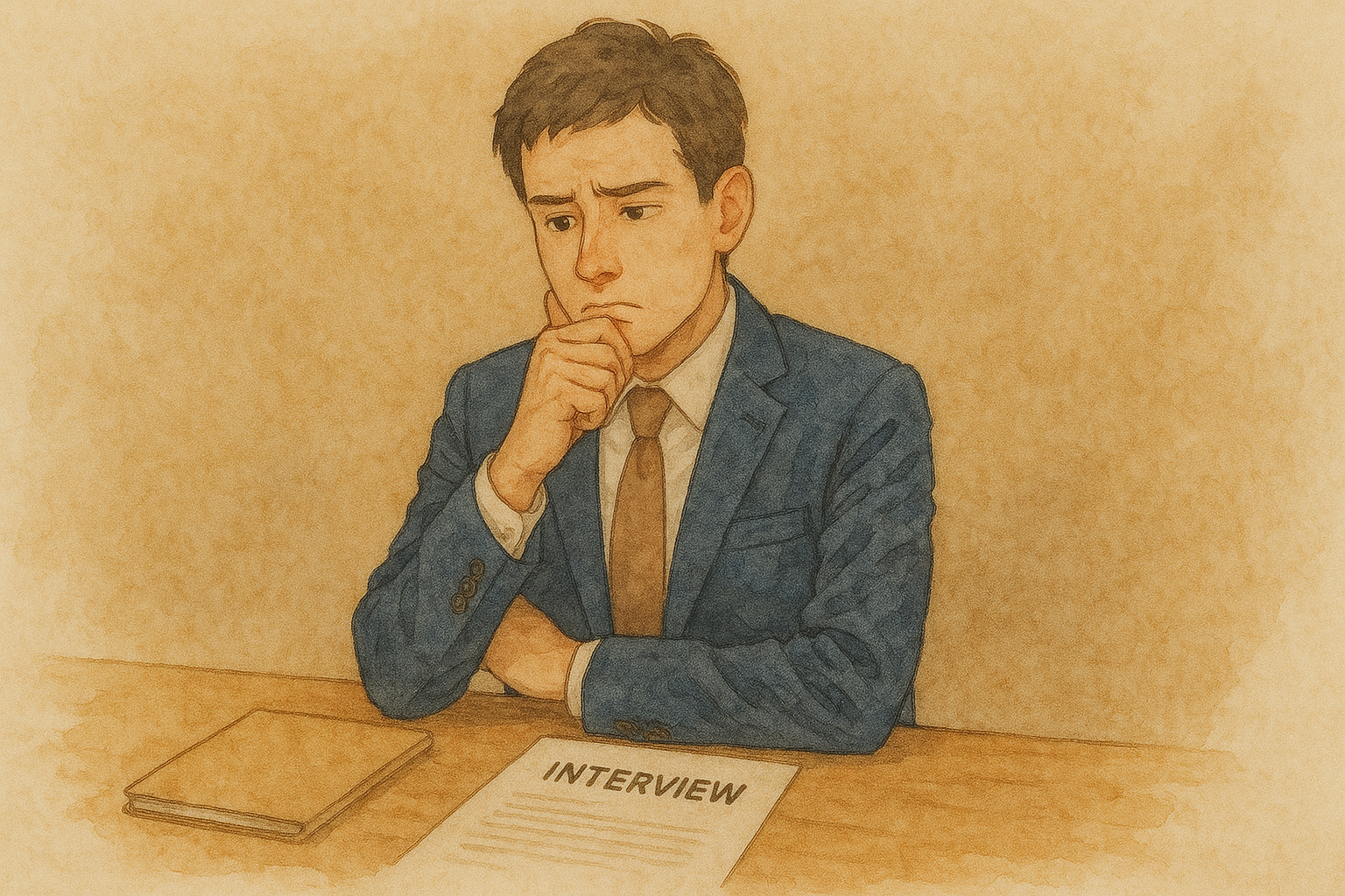 면접 준비 중인 젊은 사업가