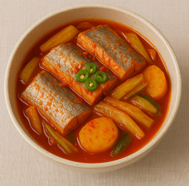 냄비에 담겨 있는 갈치조림 사진