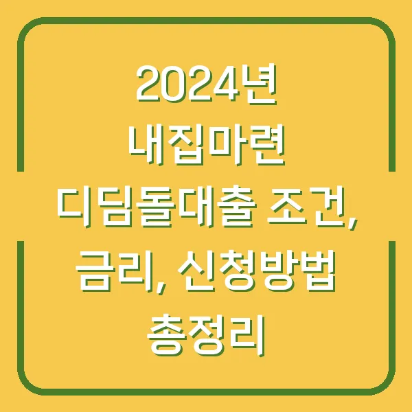 2024년 내집마련 디딤돌대출 조건, 금리, 신청방법 총정리