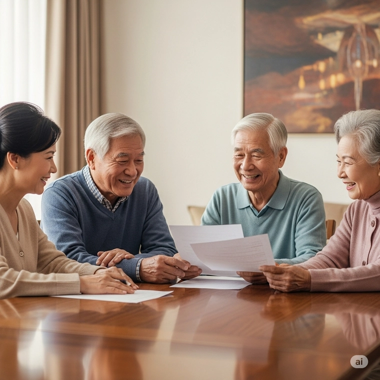 국민연금 노령연금 신청 방법을 알아가는 가족