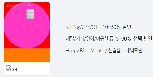 아웃백-애슐리-할인카드- 국민 My WE:SH 카드
