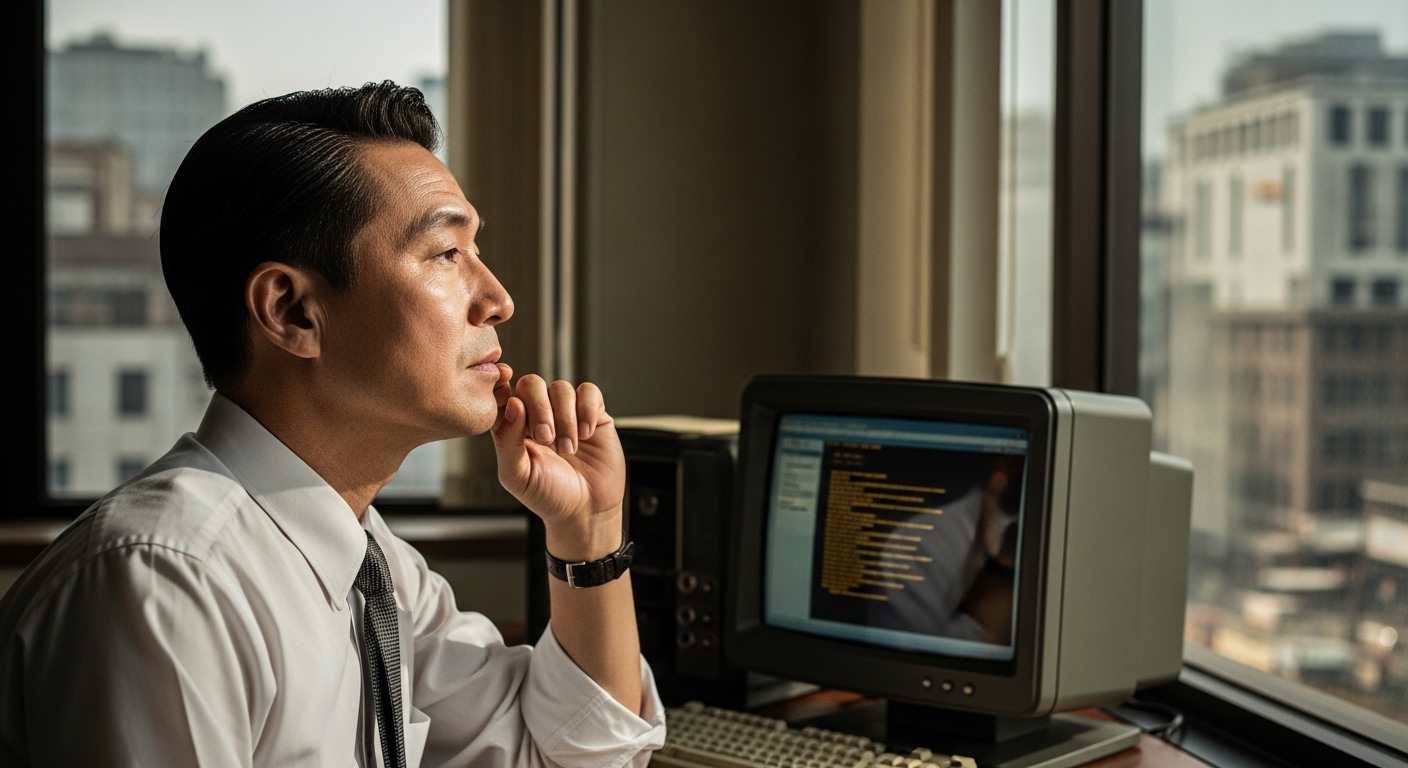 창밖을 보며 눈 휴식하는 사무직 50대 남성