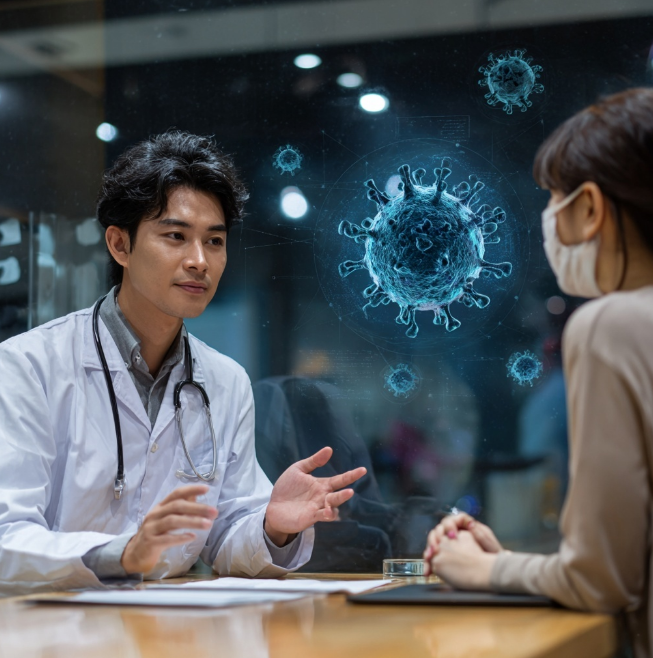 의사와 바이러스 상담중