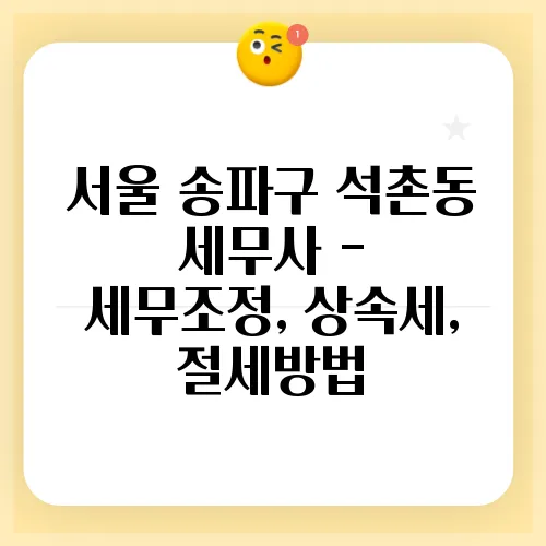 서울 송파구 석촌동 세무사 - 세무조정, 상속세, 절세방법