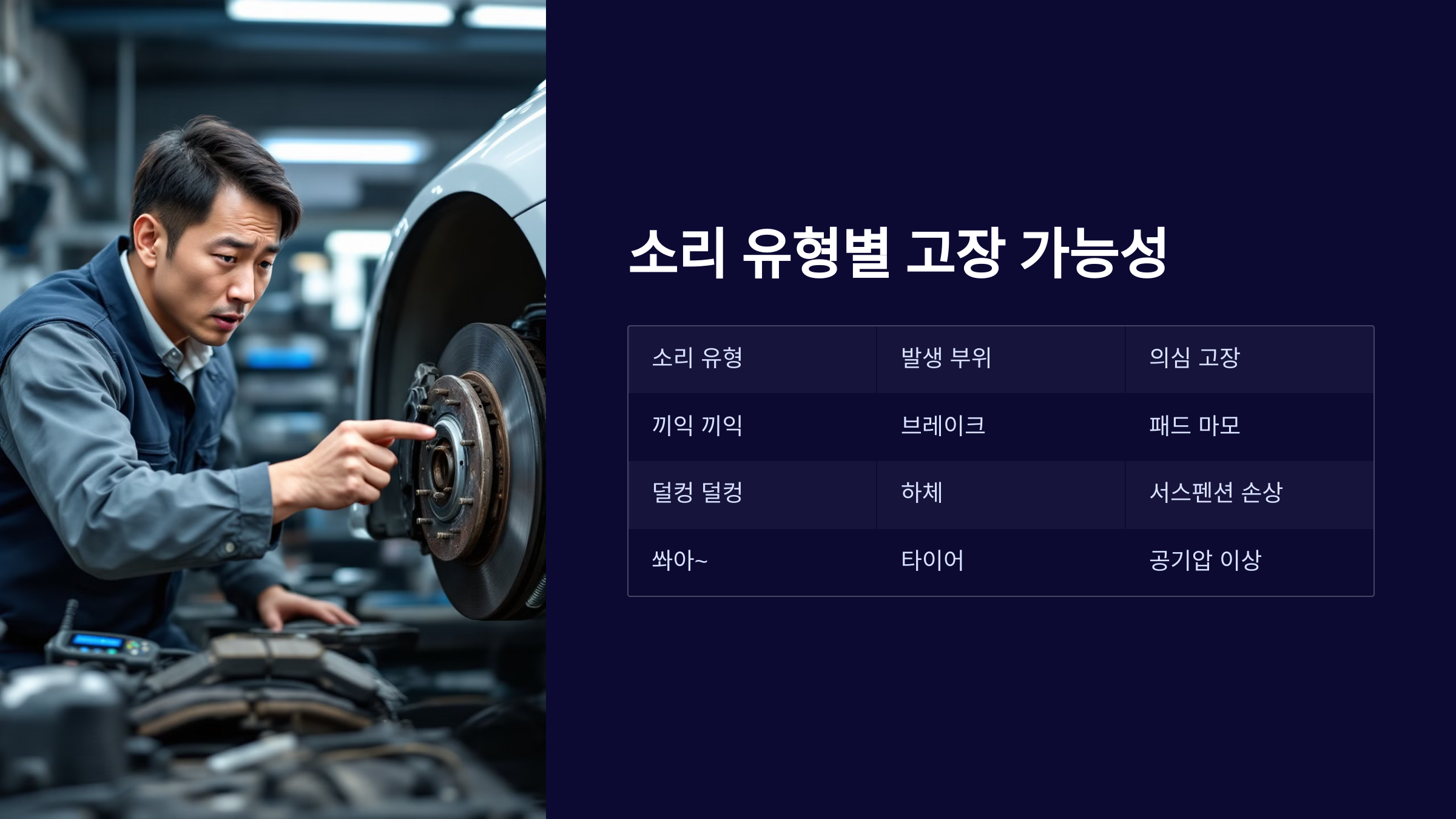 소리 유형별 고장 가능성