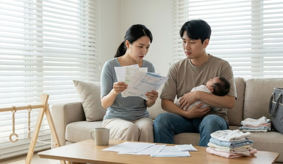 전기요금 부담이 증가한 출산 가구의 실내 모습