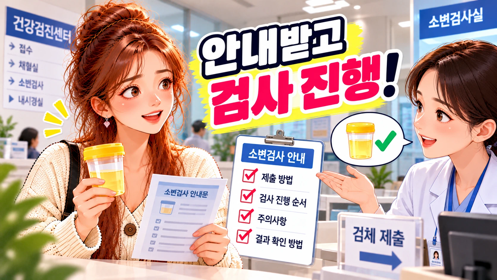 건강검진-소변검사-안내받고-검사진행