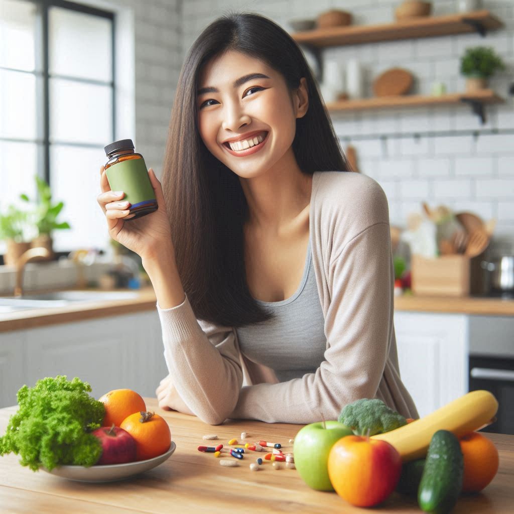 40대 다이어트 필수 영양제 먹는 여성