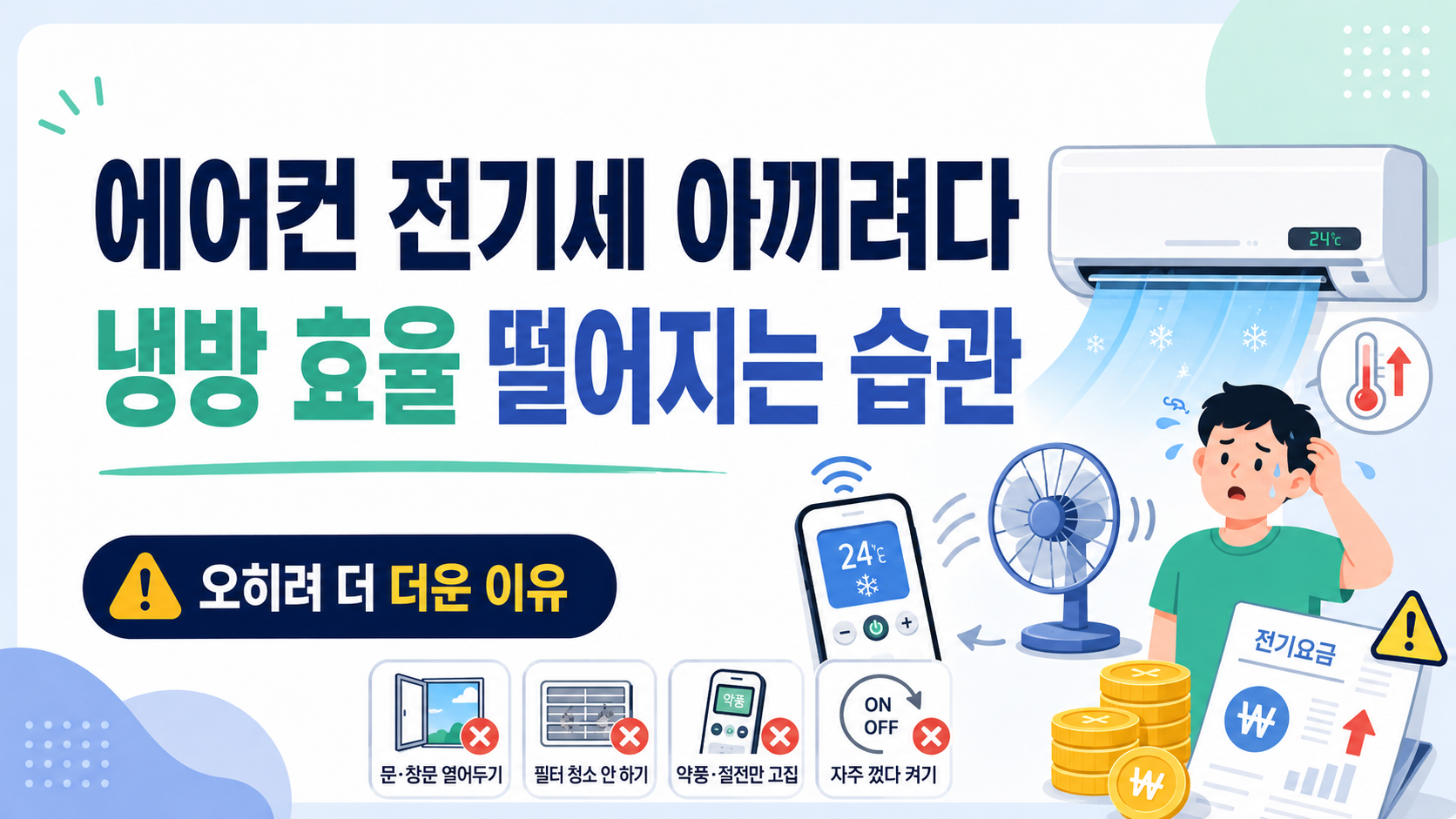 에어컨 전기세 아끼려다 냉방 효율 떨어지는 사용 습관