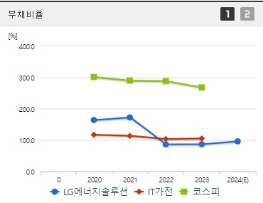 LG에너지솔루션 주가 부채비율 (1008)