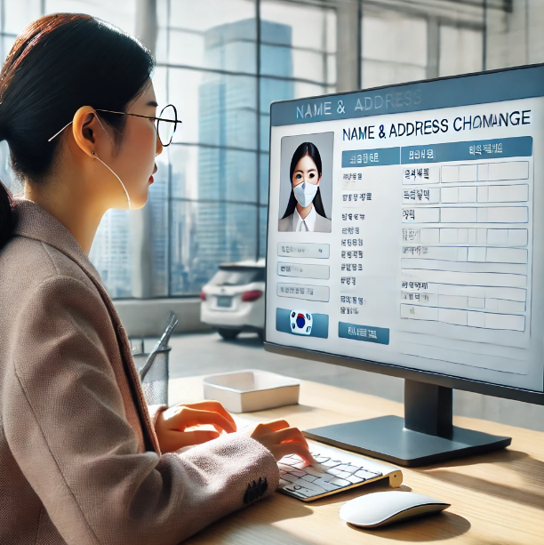 개인 정보를 업데이트하는 여성의 모습