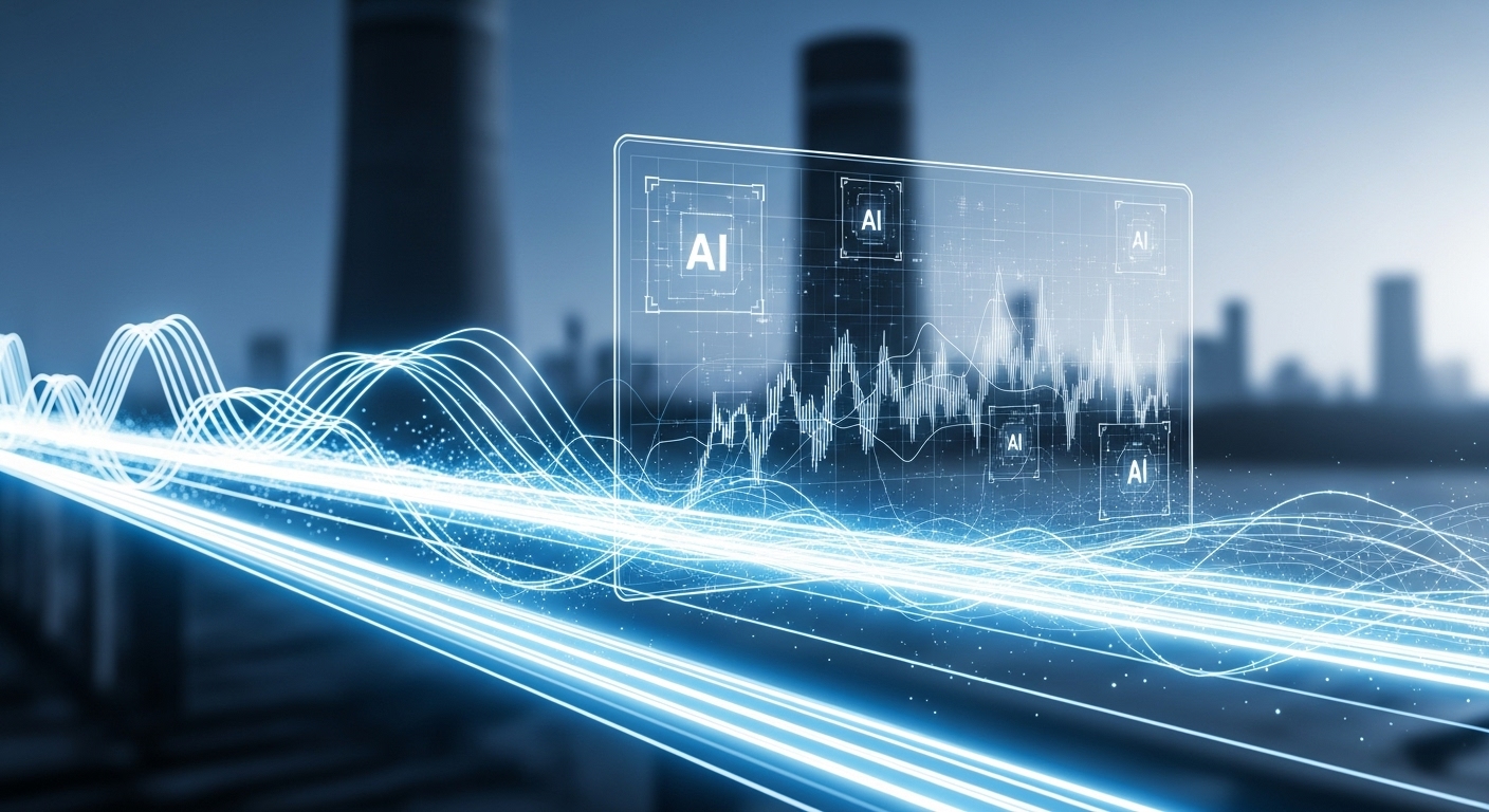 AI가 전력 설비 데이터를 분석하여 이상 징후를 예측하는 스마트 그리드 시스템.