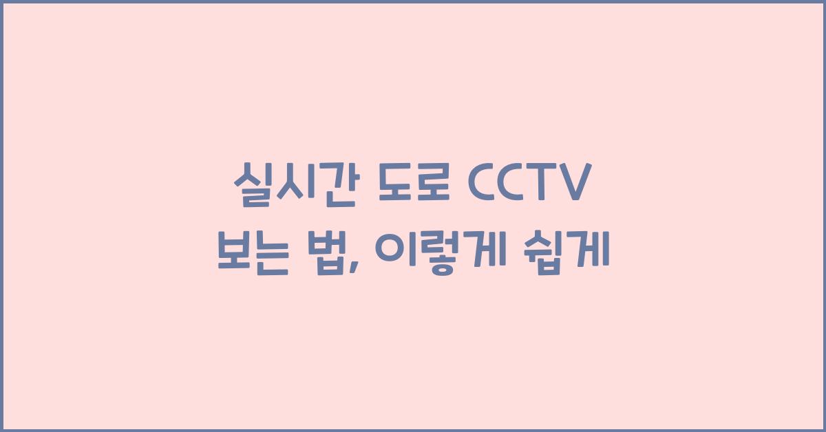 실시간 도로 cctv 보는 법