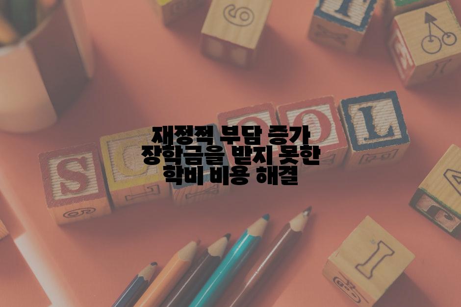 재정적 부담 증가 장학금을 받지 못한 학비 비용 해결