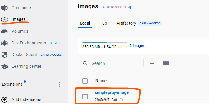 도커 컨테이너 이미지 확인
