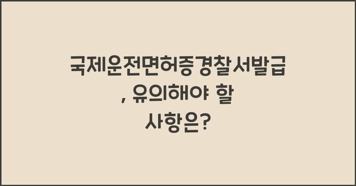 국제운전면허증경찰서발급