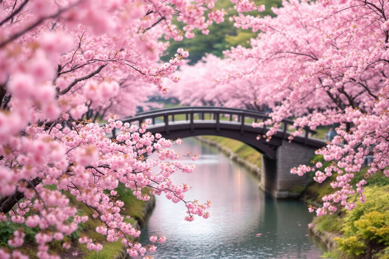 토노모리 다리 만개한 벚꽃