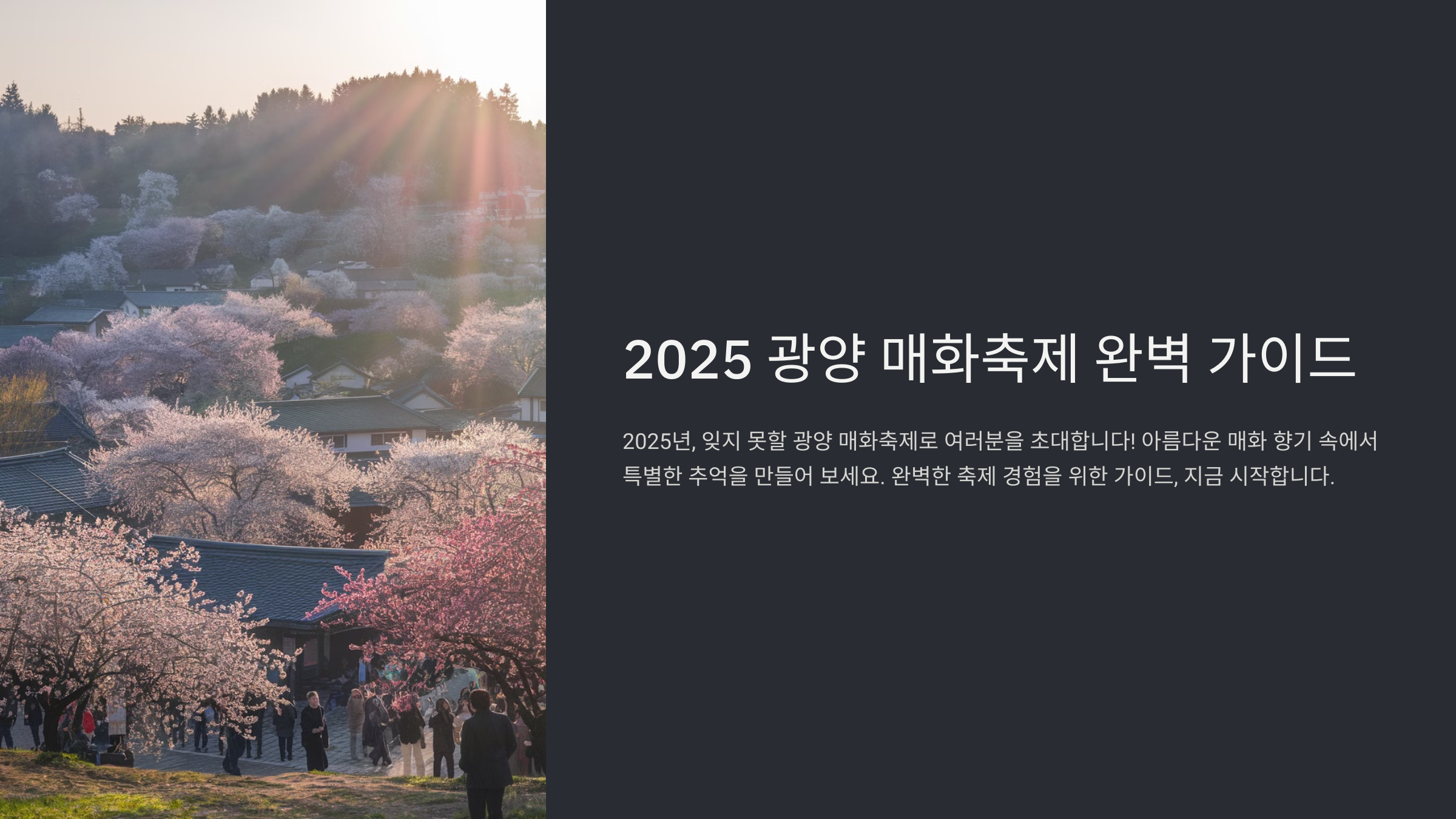 광양 매화축제기간과 즐길 거리