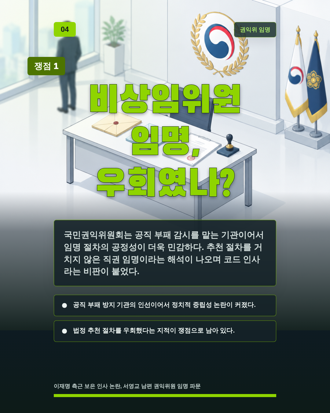 비상임위원 임명, 우회였나?