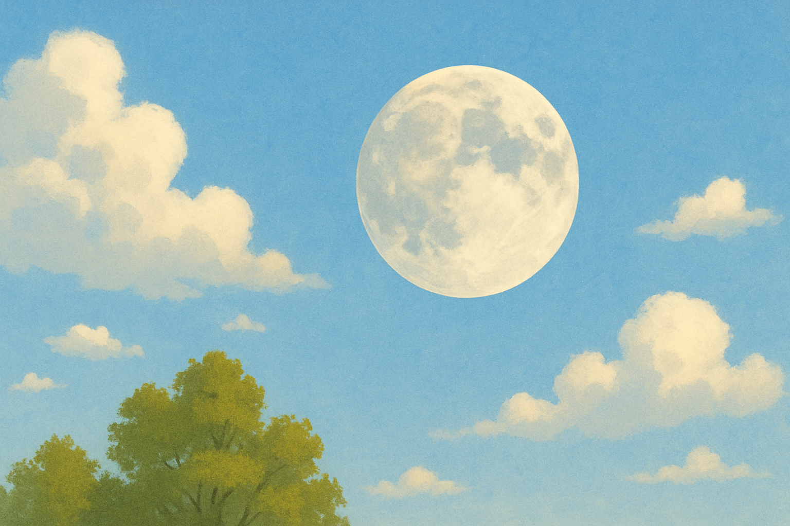 푸른-하늘과-구름-사이에-환하게-보이는-달의-모습으로-낮에도-달이-보이는-이유를-자연스럽게-표현한-이미지