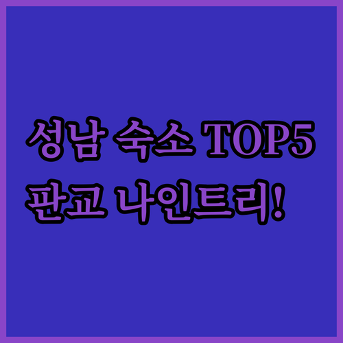 성남 숙소 추천 베스트 5 판교 나인..