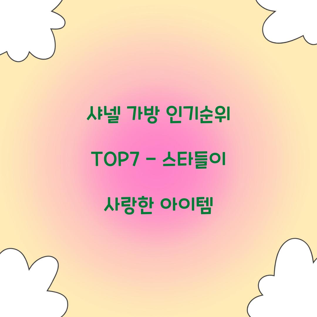 샤넬 가방 인기순위