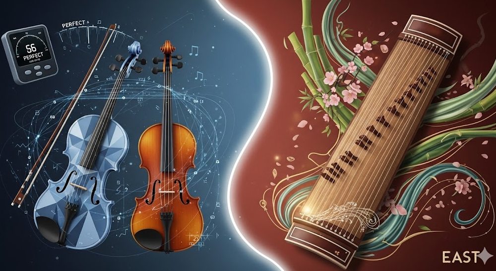동서양 현악기의 조율 관련 그림