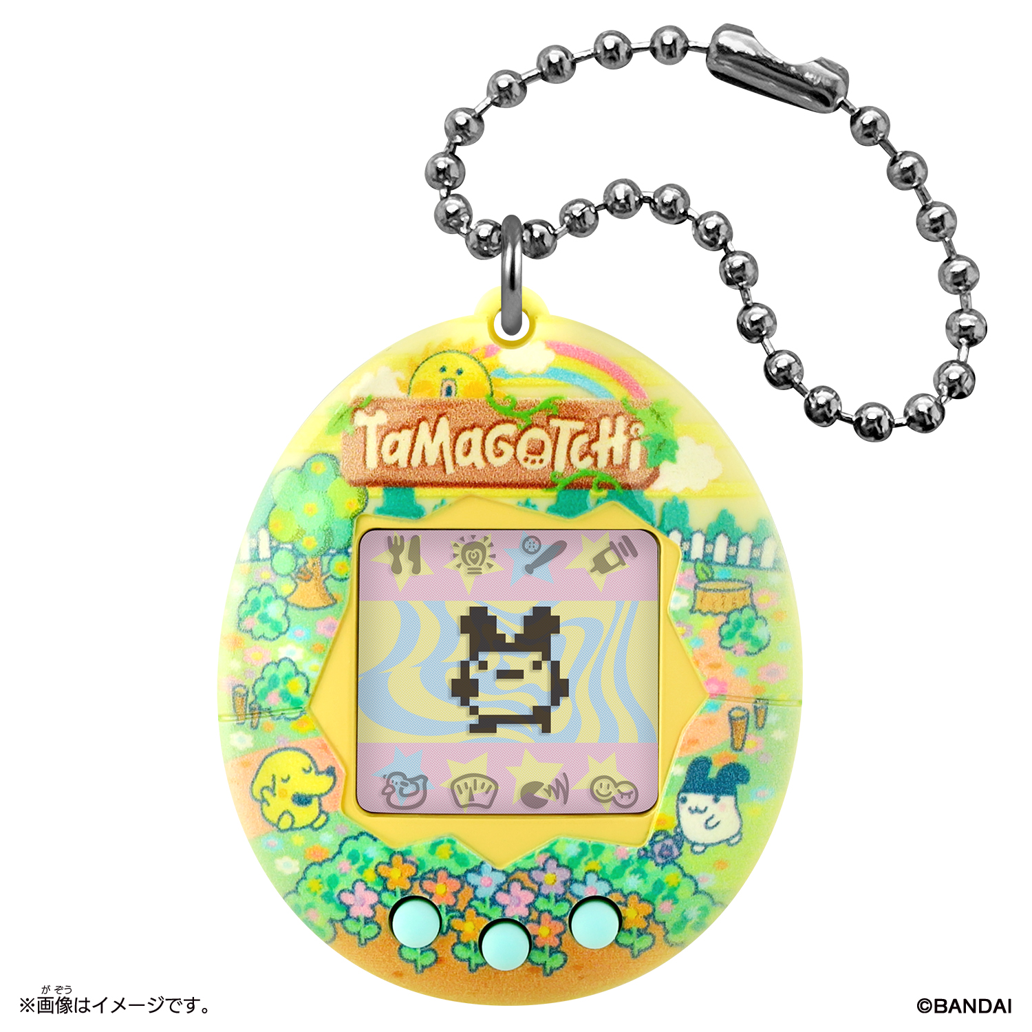 꽃이 핀 정원 무늬의 Original Tamagotchi Bright Garden 본체
