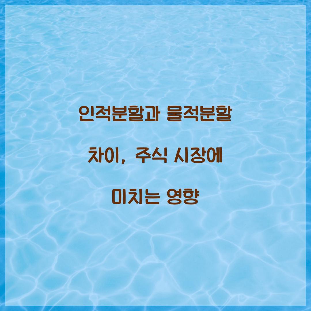 인적분할과 물적분할 차이