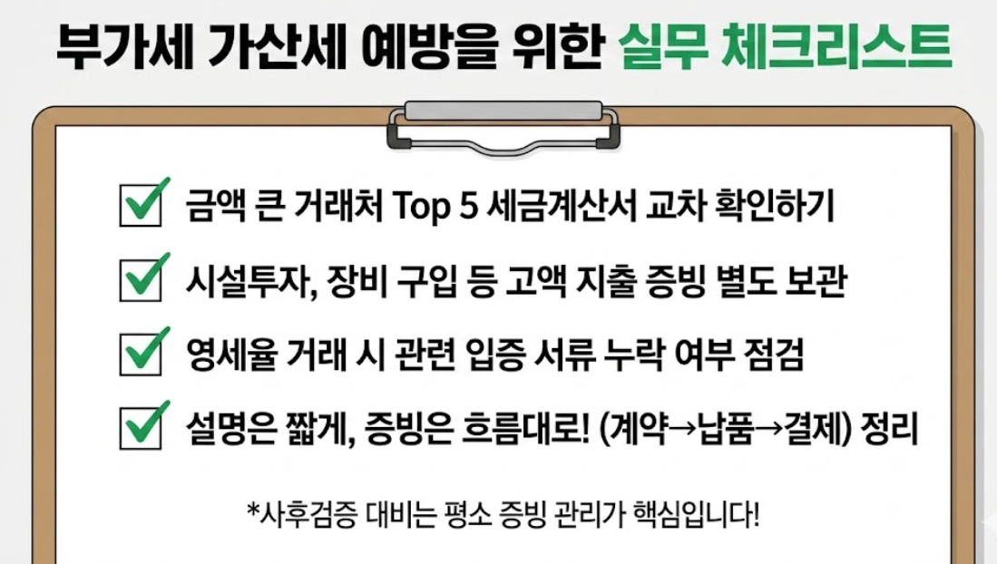 부가세 가산세 예방 실무 체크리스트 증빙 관리 사후검증 대비
