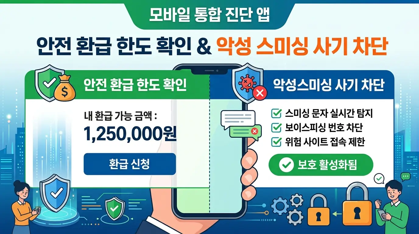 모바일 통합 진단 앱 안전 환급 한도 확인 및 악성 스미싱 사기 차단